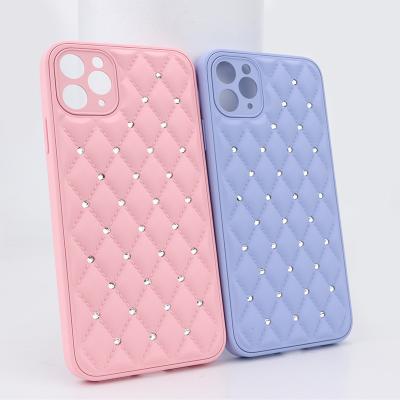 China Anti-fall Sparkle Diamond Decoration Woman Cell Phone Case For iPhone 13 13pro 12pro 11pro Glitter Back Cover Case for sale