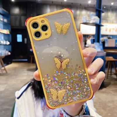 China Beautiful Girly Butterfly Shockproof Epoxy Hard PC TPU Bling Mobile Shell For iphone 11pro Max Shockproof Phone Case for sale