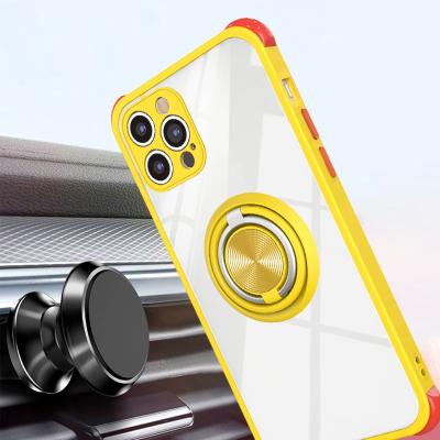 China Double Ring Kickstand Car Magnetic Phone Accessories Shockproof Case For Redmi Note 10 Pro Clear Stand Shell for sale