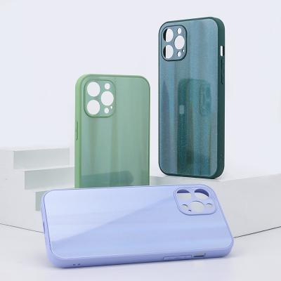 China Anti-fall Bling Aurora Laser Colorful Mobile Casing Shell Covers for iPhone 13 12pro 13pro Max Tempering Glass Phone Case for sale