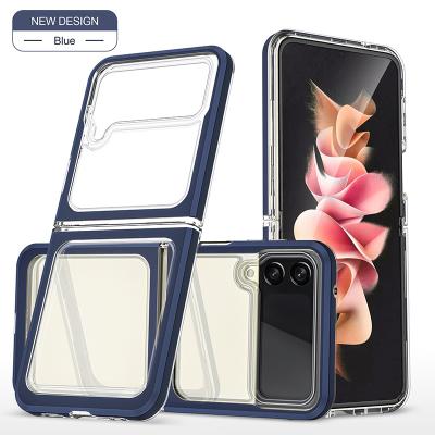 China Shockproof Fold Screen Hard PC Back Cover Mobile Phone Case For Samsung Z Flip 3 Clear Clear Transparent Shell Cover for sale