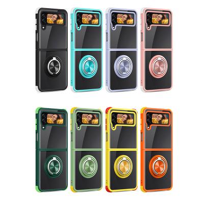 China PC Cover Finger Ring Stand Armor Folding Screen Shockproof Transparent Mobile Phone Case For Samsung Galaxy Z Flip3 5g for sale