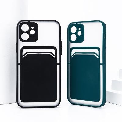 China Card Slot TPU Shockproof Soft Transparent PC Matte Back Cover Phone Cases For Xiaomi Redmi Note 9 10 Pro for sale