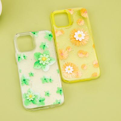 China Shockproof Epoxy Flower Stick Decoration 2 In 1 Girly Colorful Smart Phone Case For oppo a92 a94 for sale