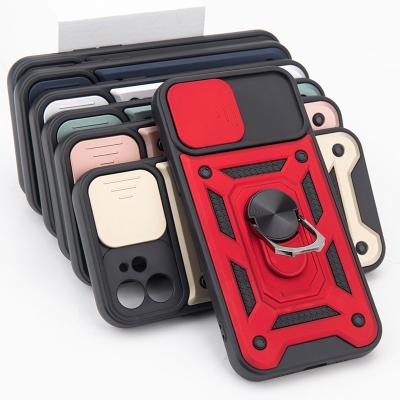 China Shockproof Slide Window Protect Metal Ring Holder Hybrid Armor Phone Case For Samsung a70 a50 a51 a71 a21s for sale