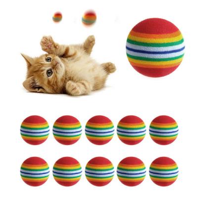 China Funny Interactive Pet Stocked Cat Dog Toy Pet Rainbow Foam Colorful Balls Effort To Train EVA Sponge Ball for sale