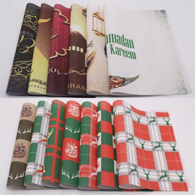 China Sustainable Muslim Ramadan Color Printing Teslin PVC Table Waterproof Mat For Home Or Restaurant for sale