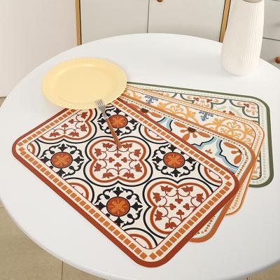 China American Light Luxury Durable Oil Proof Heat Insulation Simple Waterproof Leather Table Mat for sale