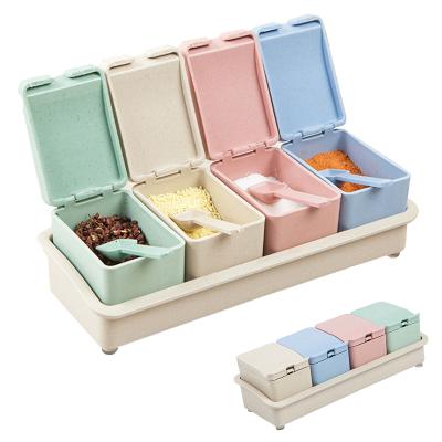 China Factory direct sales viable removable use four separate colors seasoning spice box set for sale