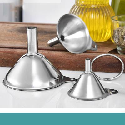 China Stainless Steel Funnel Oil Vinegar Viable Mini Three-Piece Wine Spices Essential Oil Filler Sauce Leakage Household Filling Tools for sale