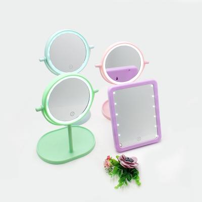 China Portable Led Makeup Touch Screen Adjustable Stand Led Lighted Cosmetic Mirror for sale