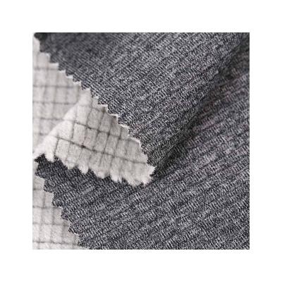 China Knitted Jacquard Fabric Small Square Striped Single Sided Stretch Polar Fleece Fabric Material for sale