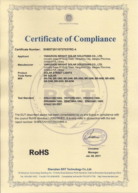 RoHS - Yangzhou Bright Solar Solutions Co., Ltd.