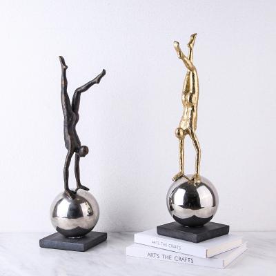 China Europe 2021 new luxury gold abstraction figures ornament decoration metal home decor iron sculpture for sale