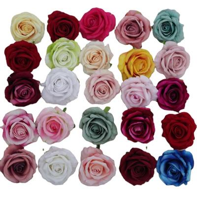 China Wholesale Artificial Flower Contact Supply High Quality Silk Velvet Head Natural Manufacturers Rose Hydrangea Decoration Flower Head 8cm for sale