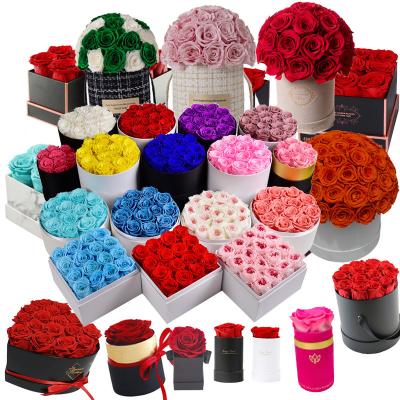 China New 2023 Decorative Eternal Flower Products Mothers Day Gift Eternal Immortal Flowers And Garlands Real Dried Forever Floral Eternal Preserved Roses In A Box for sale