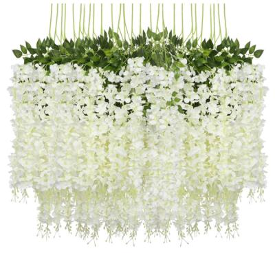 China Wedding and Home Decor Hanging Garland Silk Wedding Decoration Vine Wisteria Garland Room Decor Artificial Flower Vine for sale