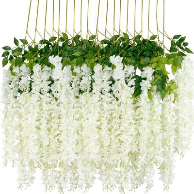 China Garland Silk Wedding Decoration Wisteria Hanging Silk Vine Garland Room Decor Artificial Flower Vine for sale