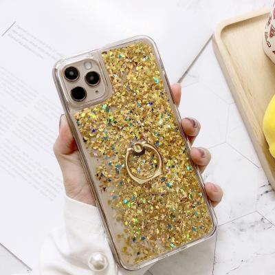 China Fashion and OEM FOR REDMI 9A 9C RENO4 BLING CLEAR LIQUID PHONE CASE WITH RING HOLDER MOBILE CASE COVER for sale