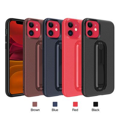 China Anti-drop 2 in 1 Invisible Carbon Fiber Bracket Phone Case For iPhone X TPU Shockproof Case For iPhone 11 12 Series Abd for sale