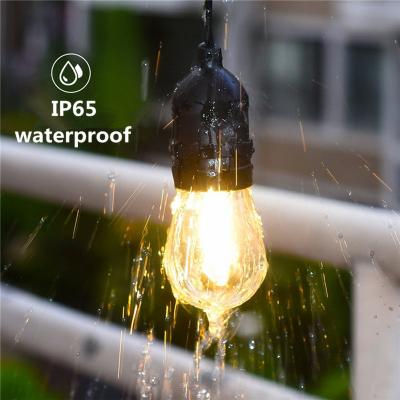 China Copper & PVC 48FT 15 Vintage Bulbs Holiday lighting S14 Commercial Waterproof Patio led solar Outdoor String Lights for sale