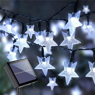 China Christmas Decoration Supplies Solar Star String Lights 8 Modes Solar Powered Twinkle Fairy Lights Waterproof Star Light for Outdoor Gardens Lawn Christmas for sale