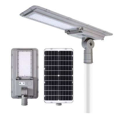 China Modern Outdoor Luminaires Die cast Aluminum High lumens 100W 200W 300W 400W Integrated all in one IP65 waterproof outdoor motion sensor solar street light for sale