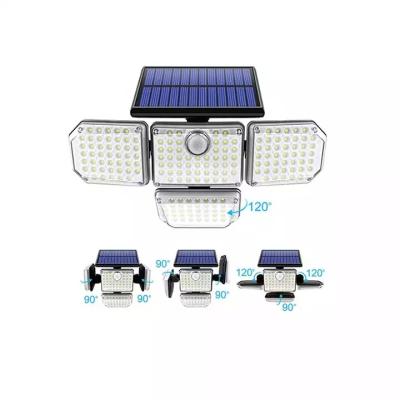 China Garden 4 heads outdoor 181 led four heads solar sensor wall mounted light with remote control 5w wall lamp for sale