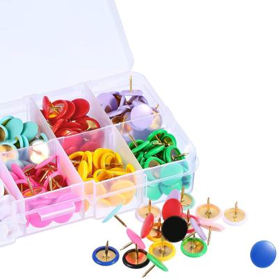 China School Home Office PVC coated color matched thumb tips, drawing pins in a pack of 100 pieces for sale