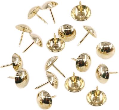 China 100PCS Antique Brass Cap Finish Upholstery Nails, Natural French Thumb Tip Push Pin, 7/16