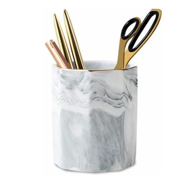 China Pen Holder Marble Pattern Pencil Cups , Pen Holders For Office , Classroom for sale