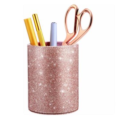 China Office Stationery The PU Glitter Pen Holder Pencil Cup, Makeup Brush Holder for Office, Office Classroom Home Use for sale