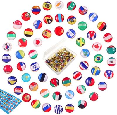 China 100pcs Eco-friendly Promotional National Flag Glue Thumbtips, National Flag Push Pins To Pin No Holes Paper for sale