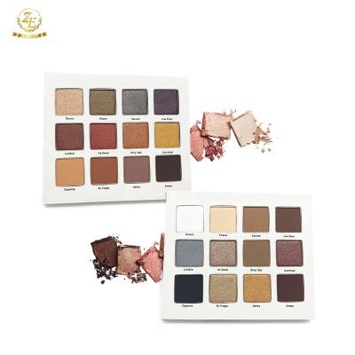 China OEM wholesale custom 12 color cardboard glitter pigment and shimmer matte eyeshadow palette for sale