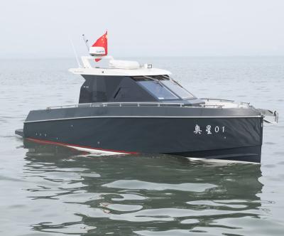 China Fiberglass CE Certified 33ft Fiberglass Leisure Boat High Speed ​​Sport Boat With 350HP Bilge Engine for sale