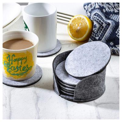 China Viable Absorbent Coaster Set Custom Logo Drink Coasters Felt Round Mat Coaster Tea Coffee Mug for sale