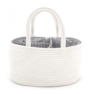 China 2022 New Luxury Portable Baby Diaper Caddy Large Capacity Cotton Rope Storage Baby Diaper Organizer for sale