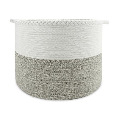 China Traditional Woven Cotton Rope Storage Basket with Large Handles Cotton Rope Laundry Basket for Towel Diaper Kids Toy Storage for sale