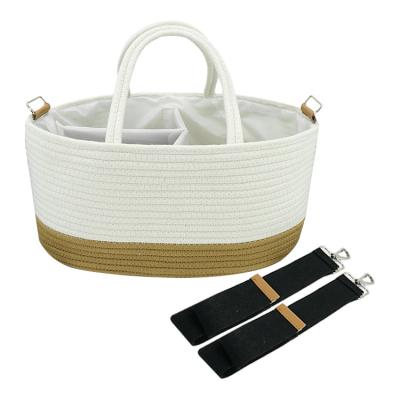 China Multifunctional Cotton Rope Baby Diaper Cart Organizer with Detachable Handle Locker Liners Shoulder Strap for sale