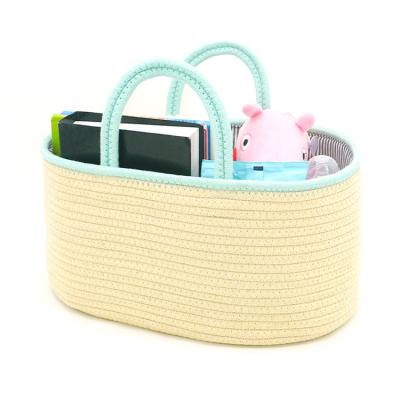 China Sustainable Stylish Detachable Nursery Storage Cotton Rope Storage Basket For Home Baby Diaper for sale