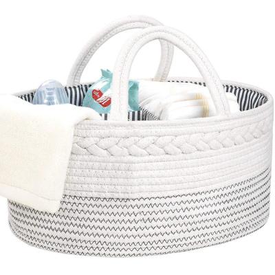 China Hot Sale PACKING BAG Baby Organizer Bag Nursery Custom Diaper Storage Basket Cotton Rope Diaper Cart for sale