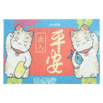 China Polyester Welcome Cover PVC Anti Slip Rustic Funny Rug Waterproof Washable Door Etrance Door Mat for sale