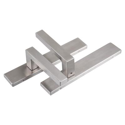 China Door Square Tube 201# 304# Stainless Steel Brushed Long Finish Plate Door Handles Set With Key/Cylinder/WC Hole for sale