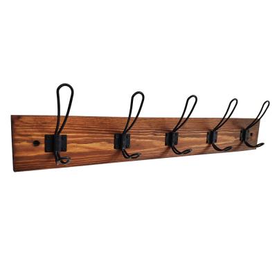 China Modern Wooden Wall Mount Hook Rail Coat Hanger Hanger Rack for sale