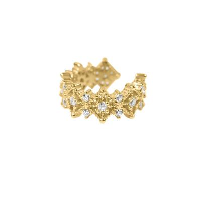 China BOHEMIA woman yellow gold jewelry, bohemian cuff earrings, white silver CZ earrings for sale