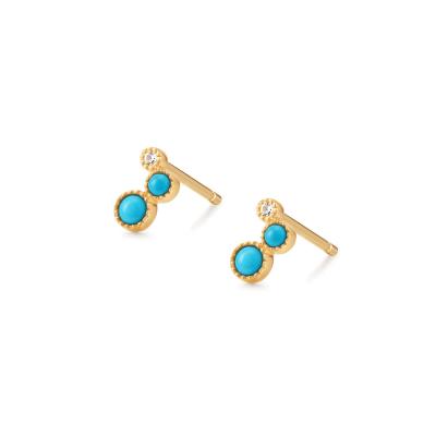 China TRENDY 14k Gold Plated Gold Earrings Turquoise Stud Earrings For Women 2021 for sale