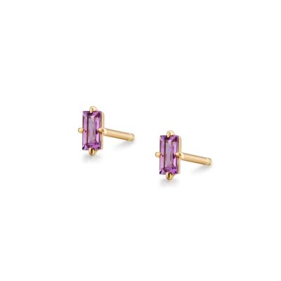 China FASHIONABLE Minimalist Purple Stud Earrings Wand Amethyst Earring Jewelry Silver Earrings for sale