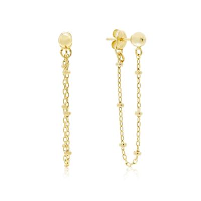 China TRENDY 14k Gold Filled Front Back Earrings Gold Chain Earrings Drop Silver Hawaiian Jewelry Wholesale for sale