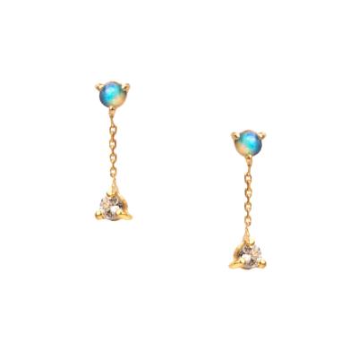 China 925 new FASHIONABLE Gemstone Earrings Trends Gold Jewelry Cute Opal Silver Chain Earrings Wholesale for sale