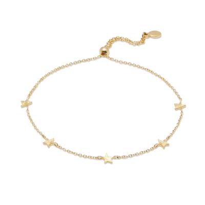 China TRENDY 14k Gold Plated Sterling Silver Bangle Slide Chain Texture Star Bracelet for sale